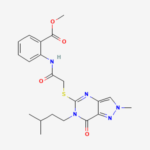 molecular formula C21H25N5O4S B2778665 甲基 2-(2-((6-异戊基-2-甲基-7-氧代-6,7-二氢-2H-吡唑并[4,3-d]嘧啶-5-基)硫代)乙酰胺基)苯甲酸酯 CAS No. 2320722-49-2