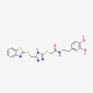 B2778669 2-((5-((benzo[d]thiazol-2-ylthio)methyl)-4-methyl-4H-1,2,4-triazol-3-yl)thio)-N-(3,4-dimethoxyphenethyl)acetamide CAS No. 385786-64-1