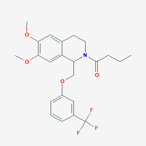 B2778684 1-(6,7-dimethoxy-1-((3-(trifluoromethyl)phenoxy)methyl)-3,4-dihydroisoquinolin-2(1H)-yl)butan-1-one CAS No. 486452-05-5