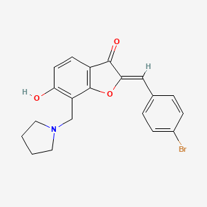 molecular formula C20H18BrNO3 B2778686 (Z)-2-(4-溴苯甲基亚甲基)-6-羟基-7-(吡咯啉-1-基甲基)苯并呋喃-3(2H)-酮 CAS No. 896844-79-4