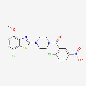 molecular formula C19H16Cl2N4O4S B2778692 (4-(7-氯-4-甲氧基苯并[d]噻唑-2-基)哌嗪-1-基)(2-氯-5-硝基苯基)甲酮 CAS No. 886955-25-5