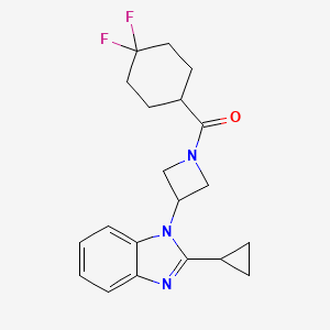 molecular formula C20H23F2N3O B2778699 [3-(2-Cyclopropylbenzimidazol-1-yl)azetidin-1-yl]-(4,4-difluorocyclohexyl)methanone CAS No. 2380032-52-8