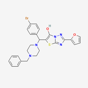 molecular formula C26H24BrN5O2S B2778700 5-((4-Benzylpiperazin-1-yl)(4-bromophenyl)methyl)-2-(furan-2-yl)thiazolo[3,2-b][1,2,4]triazol-6-ol CAS No. 898429-38-4
