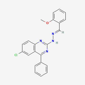 molecular formula C22H17ClN4O B2778701 (E)-6-氯-2-(2-(2-甲氧基苯甲亚甲基)肼基)-4-苯基喹唑啉 CAS No. 375355-56-9