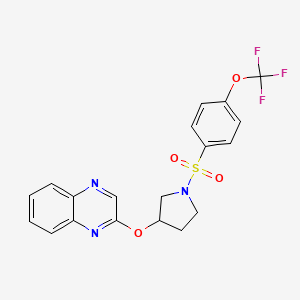 molecular formula C19H16F3N3O4S B2778702 2-({1-[4-(Trifluoromethoxy)benzenesulfonyl]pyrrolidin-3-yl}oxy)quinoxaline CAS No. 2097930-59-9
