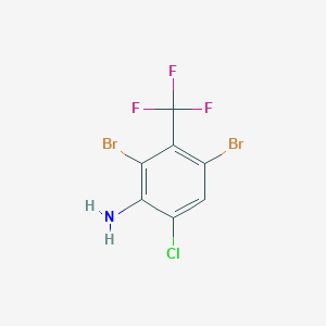 molecular formula C7H3Br2ClF3N B2778708 2,4-Dibromo-6-chloro-3-(trifluoromethyl)aniline CAS No. 1335044-01-3