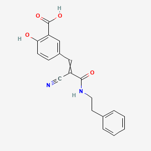 molecular formula C19H16N2O4 B2778713 5-{2-Cyano-2-[(2-phenylethyl)carbamoyl]eth-1-en-1-yl}-2-hydroxybenzoic acid CAS No. 1808380-21-3