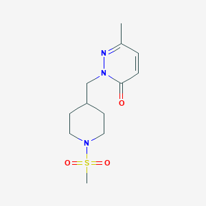 molecular formula C12H19N3O3S B2778715 2-[(1-Methanesulfonylpiperidin-4-yl)methyl]-6-methyl-2,3-dihydropyridazin-3-one CAS No. 2097926-02-6