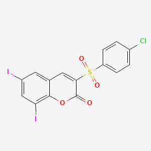 3-((4-Chlorophenyl)sulfonyl)-6,8-diiodo-2H-chromen-2-one