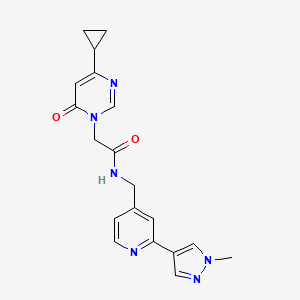 molecular formula C19H20N6O2 B2778720 2-(4-环丙基-6-氧代-1,6-二氢嘧啶-1-基)-N-{[2-(1-甲基-1H-吡唑-4-基)吡啶-4-基]甲基}乙酰胺 CAS No. 2097932-04-0
