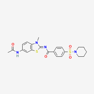 (E)-N-(6-acetamido-3-methylbenzo[d]thiazol-2(3H)-ylidene)-4-(piperidin-1-ylsulfonyl)benzamide