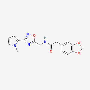 2-(benzo[d][1,3]dioxol-5-yl)-N-((3-(1-methyl-1H-pyrrol-2-yl)-1,2,4-oxadiazol-5-yl)methyl)acetamide