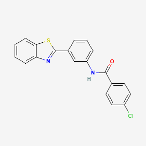 molecular formula C20H13ClN2OS B2778730 N-[3-(1,3-benzothiazol-2-yl)phenyl]-4-chlorobenzamide CAS No. 300826-61-3