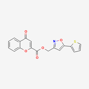 molecular formula C18H11NO5S B2778731 (5-(thiophen-2-yl)isoxazol-3-yl)methyl 4-oxo-4H-chromene-2-carboxylate CAS No. 946317-24-4