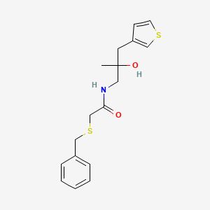 molecular formula C17H21NO2S2 B2778743 2-(苄基硫基)-N-{2-羟基-2-[(噻吩-3-基)甲基]丙基}乙酰胺 CAS No. 2097892-68-5