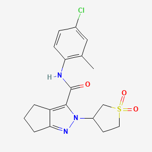 molecular formula C18H20ClN3O3S B2778762 N-(4-chloro-2-methylphenyl)-2-(1,1-dioxidotetrahydrothiophen-3-yl)-2,4,5,6-tetrahydrocyclopenta[c]pyrazole-3-carboxamide CAS No. 2320382-10-1