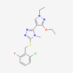 3-((2-chloro-6-fluorobenzyl)thio)-5-(3-ethoxy-1-ethyl-1H-pyrazol-4-yl)-4-methyl-4H-1,2,4-triazole