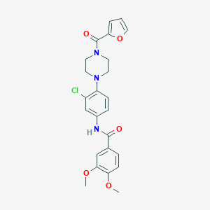 molecular formula C24H24ClN3O5 B277877 N-{3-chloro-4-[4-(2-furoyl)-1-piperazinyl]phenyl}-3,4-dimethoxybenzamide 