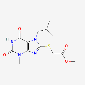 molecular formula C13H18N4O4S B2778772 methyl 2-((7-isobutyl-3-methyl-2,6-dioxo-2,3,6,7-tetrahydro-1H-purin-8-yl)thio)acetate CAS No. 941874-36-8