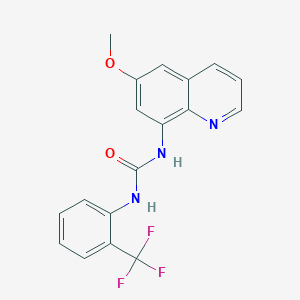 molecular formula C18H14F3N3O2 B2778779 1-(6-Methoxyquinolin-8-yl)-3-[2-(trifluoromethyl)phenyl]urea CAS No. 1206996-51-1