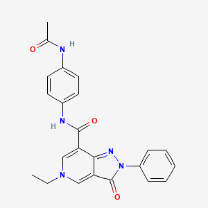 molecular formula C23H21N5O3 B2778781 N-(4-acetamidophenyl)-5-ethyl-3-oxo-2-phenyl-3,5-dihydro-2H-pyrazolo[4,3-c]pyridine-7-carboxamide CAS No. 921514-24-1