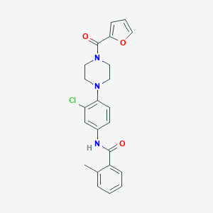 molecular formula C23H22ClN3O3 B277879 N-{3-chloro-4-[4-(2-furoyl)-1-piperazinyl]phenyl}-2-methylbenzamide 