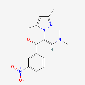 molecular formula C16H18N4O3 B2778790 (Z)-3-(dimethylamino)-2-(3,5-dimethyl-1H-pyrazol-1-yl)-1-(3-nitrophenyl)-2-propen-1-one CAS No. 956792-37-3