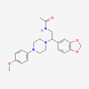 molecular formula C22H27N3O4 B2778797 N-(2-(benzo[d][1,3]dioxol-5-yl)-2-(4-(4-methoxyphenyl)piperazin-1-yl)ethyl)acetamide CAS No. 896359-61-8