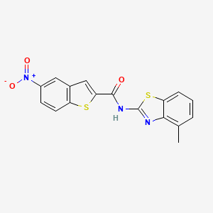 molecular formula C17H11N3O3S2 B2778805 N-(4-甲基-1,3-苯并噻唑-2-基)-5-硝基-1-苯并噻吩-2-羧酰胺 CAS No. 477548-25-7