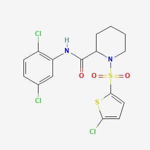 molecular formula C16H15Cl3N2O3S2 B2778812 1-((5-chlorothiophen-2-yl)sulfonyl)-N-(2,5-dichlorophenyl)piperidine-2-carboxamide CAS No. 1049865-88-4