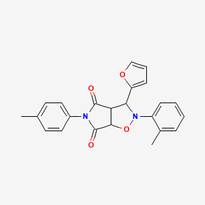 molecular formula C23H20N2O4 B2778825 3-(furan-2-yl)-2-(o-tolyl)-5-(p-tolyl)dihydro-2H-pyrrolo[3,4-d]isoxazole-4,6(5H,6aH)-dione CAS No. 1005082-01-8