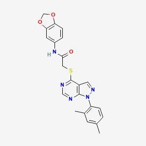 molecular formula C22H19N5O3S B2778827 N-(benzo[d][1,3]dioxol-5-yl)-2-((1-(2,4-dimethylphenyl)-1H-pyrazolo[3,4-d]pyrimidin-4-yl)thio)acetamide CAS No. 872861-91-1