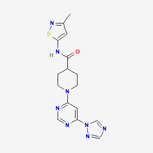 molecular formula C16H18N8OS B2778829 1-(6-(1H-1,2,4-triazol-1-yl)pyrimidin-4-yl)-N-(3-methylisothiazol-5-yl)piperidine-4-carboxamide CAS No. 1797356-89-8