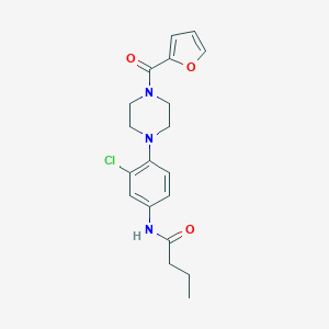 molecular formula C19H22ClN3O3 B277883 N-{3-chloro-4-[4-(2-furoyl)-1-piperazinyl]phenyl}butanamide 