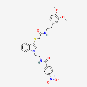 N-(2-(3-((2-((3,4-dimethoxyphenethyl)amino)-2-oxoethyl)thio)-1H-indol-1-yl)ethyl)-4-nitrobenzamide