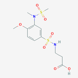 molecular formula C12H18N2O7S2 B2778836 3-(4-甲氧基-3-(N-甲基甲基磺酰氨基)苯基磺酰氨基)丙酸 CAS No. 881935-46-2