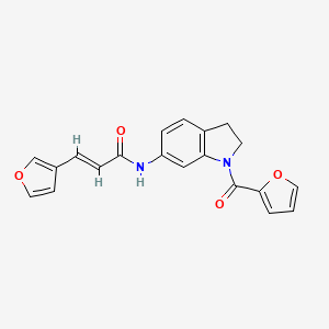 molecular formula C20H16N2O4 B2778846 (E)-N-(1-(furan-2-carbonyl)indolin-6-yl)-3-(furan-3-yl)acrylamide CAS No. 1448139-66-9