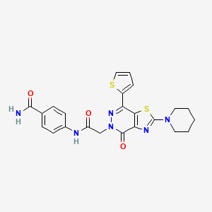 4-(2-(4-oxo-2-(piperidin-1-yl)-7-(thiophen-2-yl)thiazolo[4,5-d]pyridazin-5(4H)-yl)acetamido)benzamide