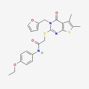 molecular formula C23H23N3O4S2 B2778853 N-(4-乙氧基苯基)-2-[3-(呋喃-2-甲基)-5,6-二甲基-4-氧代噻吩并[2,3-d]嘧啶-2-基]硫代乙酰胺 CAS No. 577694-72-5