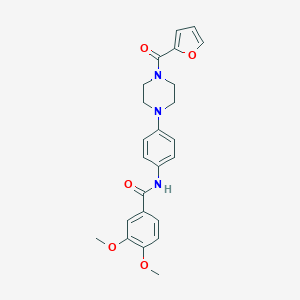 molecular formula C24H25N3O5 B277886 N-{4-[4-(2-furoyl)-1-piperazinyl]phenyl}-3,4-dimethoxybenzamide 