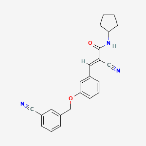 molecular formula C23H21N3O2 B2778863 (E)-2-氰基-3-[3-[(3-氰苯基)甲氧基]苯基]-N-环戊基丙-2-烯酰胺 CAS No. 1181483-52-2