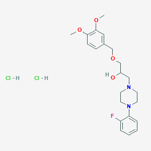 molecular formula C22H31Cl2FN2O4 B2778864 1-[(3,4-dimethoxyphenyl)methoxy]-3-[4-(2-fluorophenyl)piperazin-1-yl]propan-2-ol Dihydrochloride CAS No. 473804-67-0