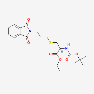 molecular formula C21H28N2O6S B2778886 ethyl 2-[(tert-butoxycarbonyl)amino]-3-{[3-(1,3-dioxo-1,3-dihydro-2H-isoindol-2-yl)propyl]sulfanyl}propanoate CAS No. 1026783-01-6