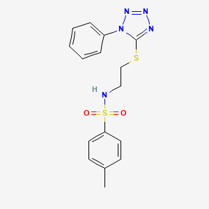 molecular formula C16H17N5O2S2 B2778887 4-Methyl-N-[2-(1-phenyl-1H-tetrazol-5-ylsulfanyl)-ethyl]-benzenesulfonamide CAS No. 371129-60-1