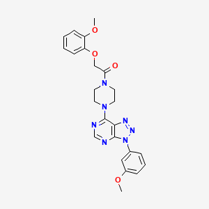 molecular formula C24H25N7O4 B2778895 2-(2-methoxyphenoxy)-1-(4-(3-(3-methoxyphenyl)-3H-[1,2,3]triazolo[4,5-d]pyrimidin-7-yl)piperazin-1-yl)ethanone CAS No. 920375-20-8