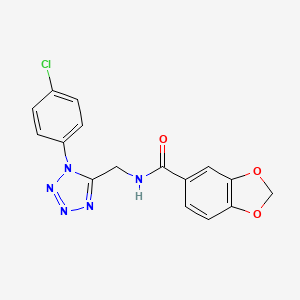 molecular formula C16H12ClN5O3 B2778910 N-((1-(4-氯苯基)-1H-四唑-5-基)甲基)苯并[d][1,3]二噁烷-5-甲酰胺 CAS No. 897615-27-9