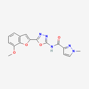 N-(5-(7-methoxybenzofuran-2-yl)-1,3,4-oxadiazol-2-yl)-1-methyl-1H-pyrazole-3-carboxamide
