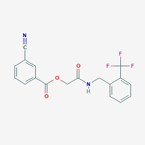 molecular formula C18H13F3N2O3 B2778945 2-Oxo-2-((2-(trifluoromethyl)benzyl)amino)ethyl 3-cyanobenzoate CAS No. 1794852-33-7