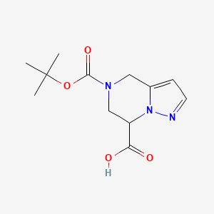 molecular formula C12H17N3O4 B2778948 5-(tert-Butoxycarbonyl)-4,5,6,7-tetrahydropyrazolo[1,5-a]pyrazine-7-carboxylic acid CAS No. 1823815-24-2