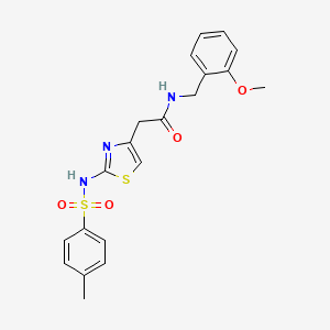 molecular formula C20H21N3O4S2 B2778952 N-(2-甲氧基苄基)-2-(2-(4-甲基苯基磺酰氨基)噻唑-4-基)乙酰胺 CAS No. 922100-57-0